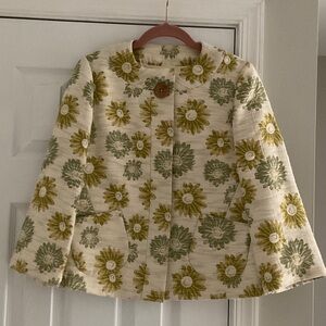 Floral Cream and Green Women's Jacket by Banana Republic